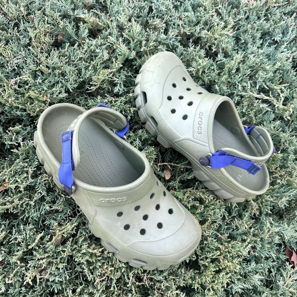 Crocs Offroad Adult Sport Clogs Unisex Size M9 W11 Army Green Blue Strap Sandals - Picture 15 of 15